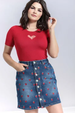 Strawberry Denim Mini Skirt