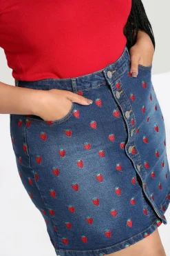 Strawberry Denim Mini Skirt