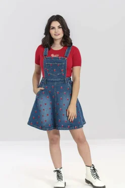 Strawberry Denim Pinafore Dress