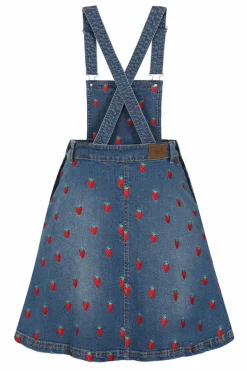 Strawberry Denim Pinafore Dress