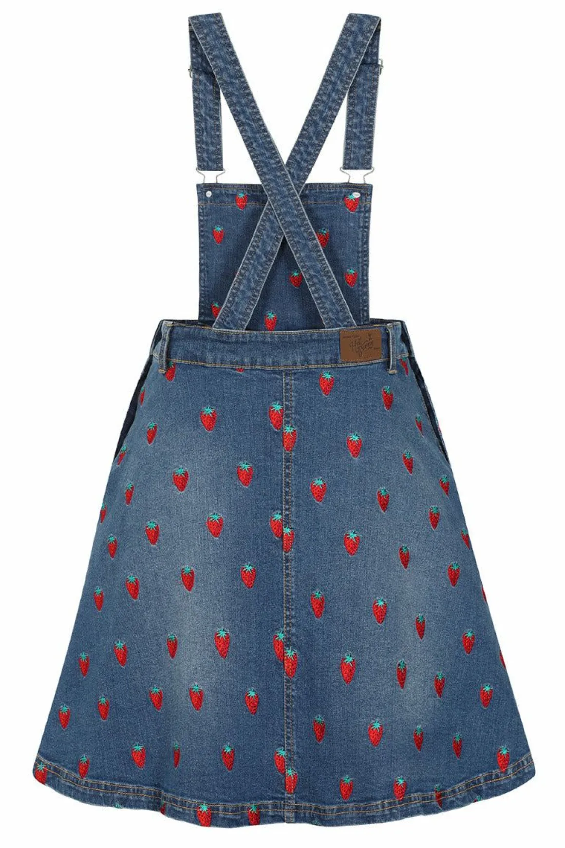 Strawberry Denim Pinafore Dress