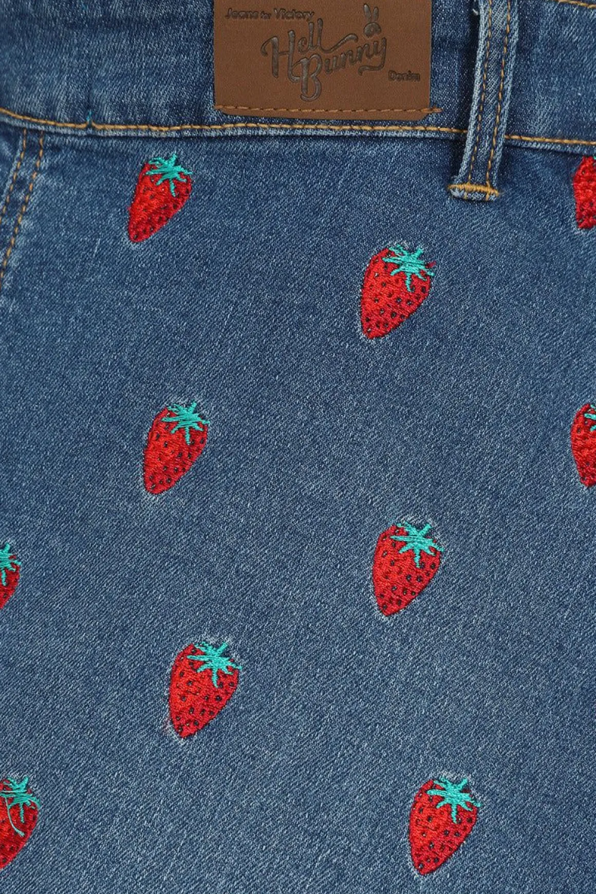 Strawberry Denim Pinafore Dress