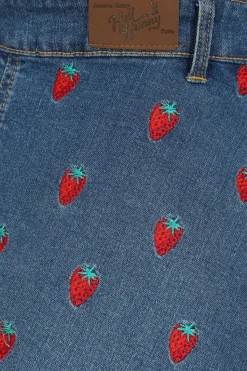 Strawberry Denim Pinafore Dress