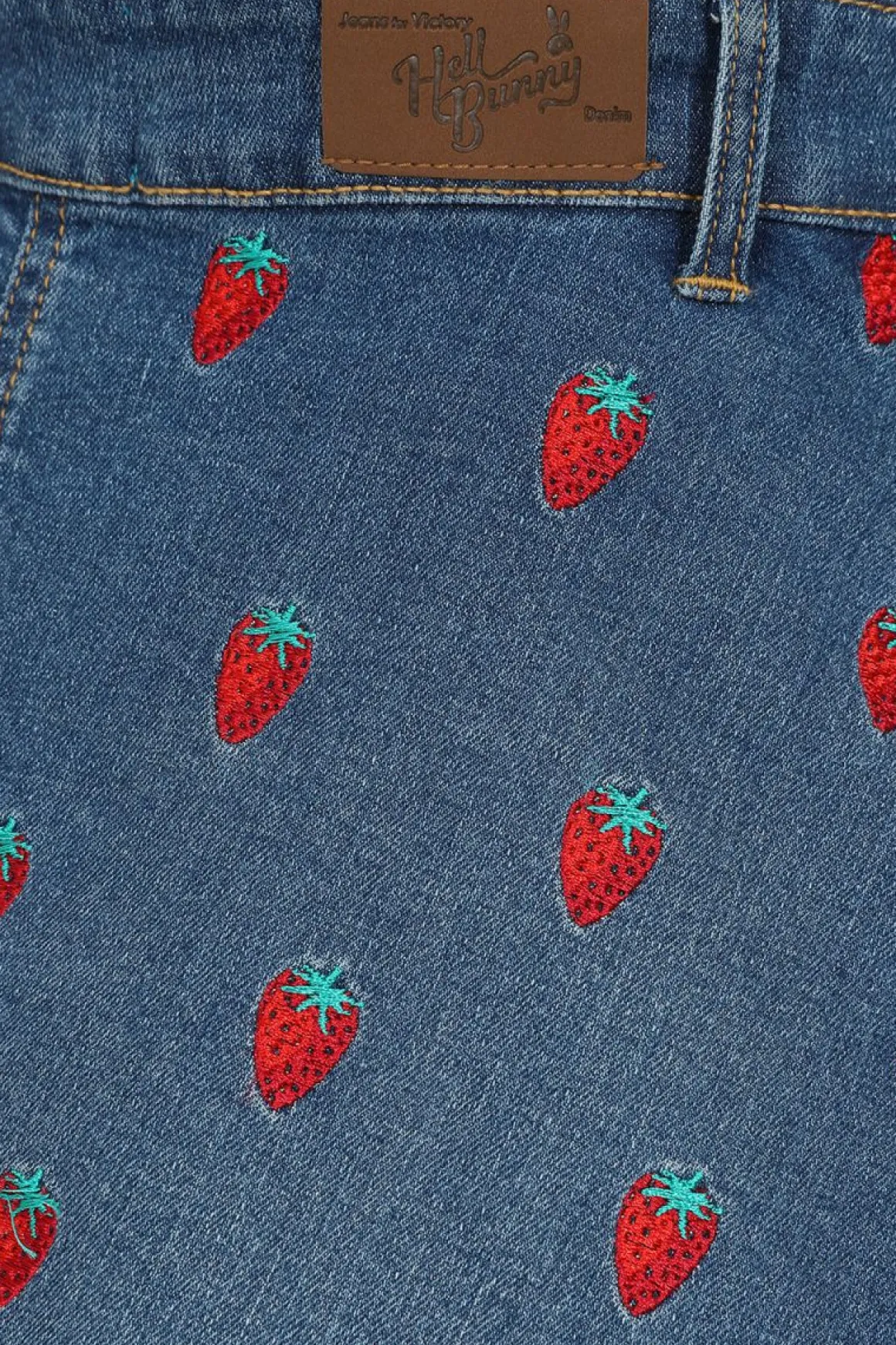 Strawberry Denim Pinafore Dress
